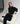 Front view of model wearing wool button cardigan [color: BLACK] 